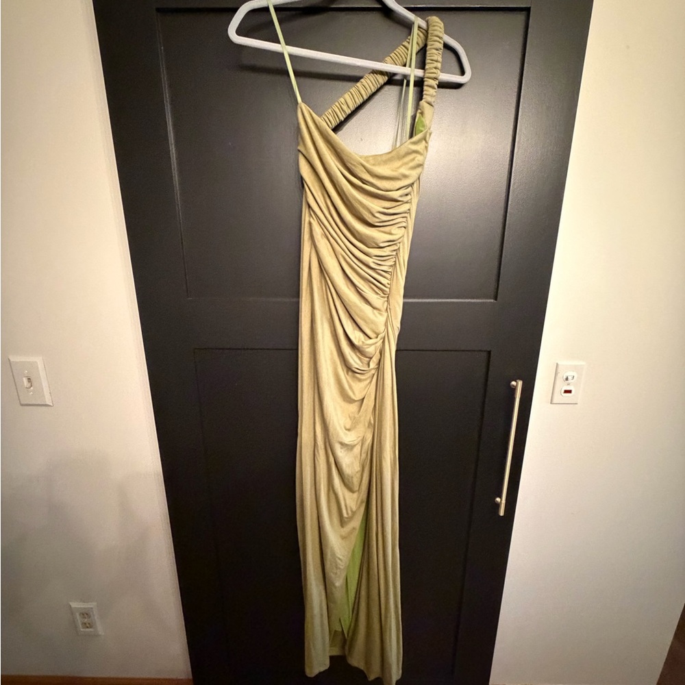 Chic One Shoulder Olive Dress